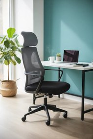 Popielato Fotel Czarny Obrotowy Do 36 Kolorów W5-P49