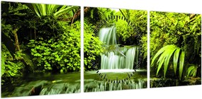 Obraz - Indonezyjskie wodospady (z zegarem) (90x30 cm)