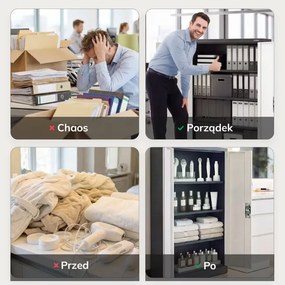 Szafa biurowa na dokumenty metalowa antracytowo-biała KEVIN 900 x 1400 x 400 mm