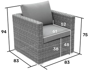 Zestaw rattanowy MALIBU dla 8 osób (szary)