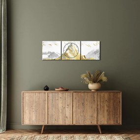Obraz - Złota góra (z zegarem) (90x30 cm)