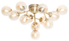 Plafon / Lampy sufitowe art deco brązowy z bursztynowym szkłem 12-świateł - Bianca ArtDeco Oswietlenie wewnetrzne