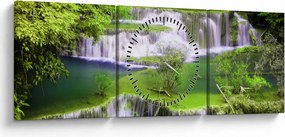 Obraz - Wodospady Huay Mae Khamin, Kanchanaburi, Tajlandia (z zegarem) (90x30 cm)