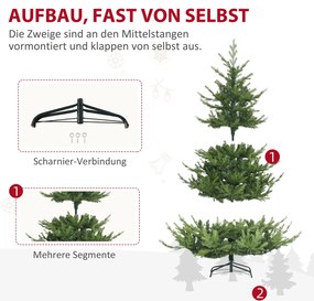 HOMCOM Sztuczna Choinka, Realistyczny Wygląd, Szybki Montaż, Tworzywo sztuczne, Zielony, 136 x 136 x 180cm | Aosom PL