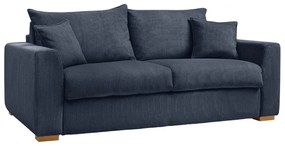 Ciemnoniebieska sztruksowa rozkładana sofa 225 cm Augustin – Bobochic Paris