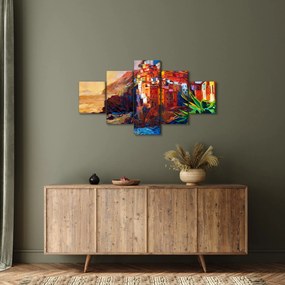 Obraz - Wieś na wybrzeżu Cinque Terre, Włoska Riviera, nowoczesny impresionism (125x70 cm)