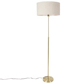 Lampa podłogowa regulowana złota z abażurem w kolorze jasnoszarym 50 cm - ParteDesignerski Oswietlenie wewnetrzne