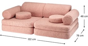 Różowa sofa dla dzieci z materiału bouclé 132 cm Settee – Wigiwama