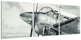 Obraz - Samolot (z zegarem) (90x30 cm)