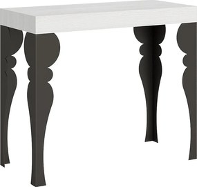 Konsola rozkładana 90x40/300 cm Paxon Frassino biała rama w kolorze Antracytu