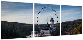Obraz Karlštejn (z zegarem) (90x30 cm)