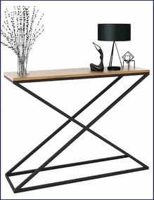 Konsola w stylu loft czarny + dąb lancelot - Logan 4X