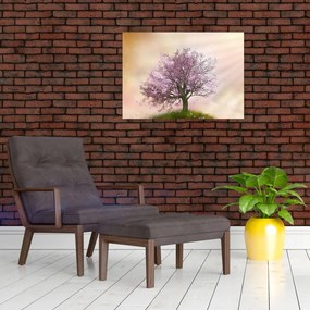 Obraz kwitnącego drzewa na szczycie wzgórza (70x50 cm)