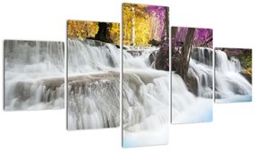 Obraz wodospadu Erawan w lesie (125x70 cm)