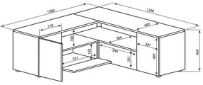 Biała szafka pod TV w dekorze dębu 130x46 cm Angle – TemaHome