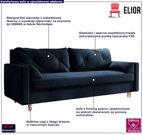 Granatowa sofa rozkładana z funkcją spania - Ahmo