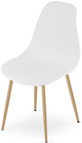 Zestaw jadalniany 1 + 4, stół RAMOD biały/dekor dąb + krzesła OSAKA białe