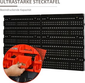 DURHAND Półka magazynowa 30 skrzynek Organizacja warsztatu Czerwony Szary Czarny | Aosom PL