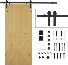 HOMCOM Zestaw szyn przesuwnych do drzwi, max. 100 kg, Metal, Czarny, 200 cm
