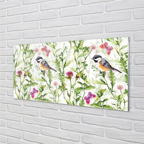 Panel szklany do Kuchni Artystyczna Wizja Ptaka w Trawie