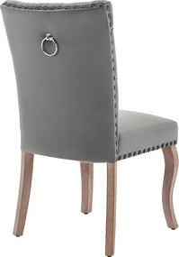 Zestaw 4 foteli tapicerowanych welurem - stelaż z litego drewna - szary