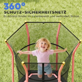 HOMCOM Trampolina dla dzieci, Ø163,5 cm, z siatką bezpieczeństwa, wyściełana, stal, do 50 kg, Czarno-Czerwona