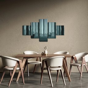 Obraz - Jeleń z wilkiem w skałach (125x70 cm)