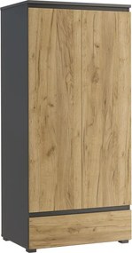 Szafa na nóżkach z gładkim frontem antracyt + dąb craft T4-A37
