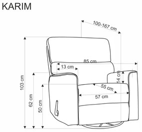 KARIM Fotel wypoczynkowy Beżowy Funkcja kołyski Klasyczny Tkanina
