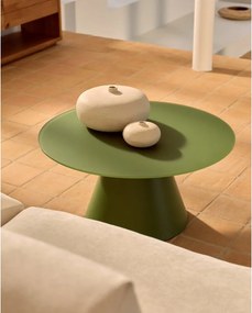 Zielony okrągły stolik ze szklanym blatem ø 80 cm Wilshire – Kave Home