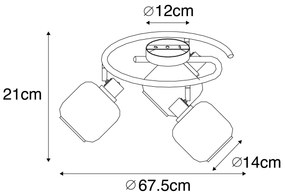Plafon / Reflektorek / Spot / Spotow / Lampy sufitowe punktowy czarny z przydymionym szkłem okrągłym 3 lampki - Zuzanna Nowoczesny Oswietlenie wewnetrzne
