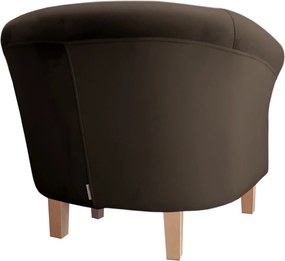 Fotel Milo tkanina Welur wygodny fotel tapicerowany do salonu i sypialni : Kolor nogi - Drewno, Kolor tkaniny - VELVET - MG05, Wysokość nogi - 15 cm