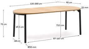 Rozkładany stół z blatem w dekorze dębu 90x120 cm Montuiri – Kave Home