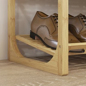 HOMCOM Regał na buty z bambusa, wysokość półki 15,5 cm, projekt z listwami dla wentylacji, 76 x 33 x 67 cm, efekt drewna naturalnego