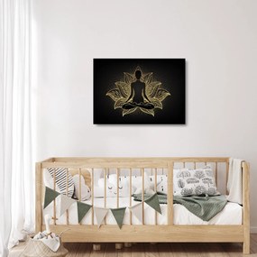 Obraz na szkle sylwetki w kwiecie lotosu (70x50 cm)