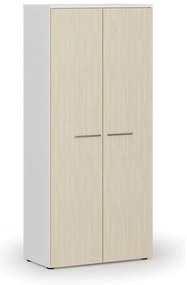 Szafa ubraniowa z wysuwem PRIMO WHITE, 800 x 420 x 1781 mm, biały/brzoza