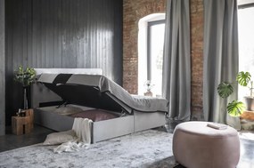 Łóżko kontynentalne LOREE VELVET 180x200 szare z pojemnikiem ELTAP