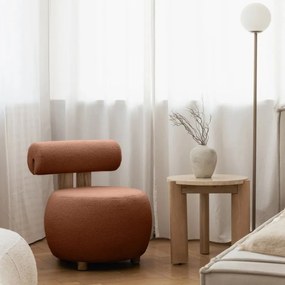 Brązowy designerski fotel HANNA, dąb