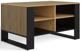 Stolik kawowy z lamelami dąb artisan + czarny - Renfi 7X