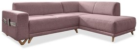 Różowy rozkładany/ze schowkiem narożnik (prawostronny/w kształcie litery L) Classy Sophie – Miuform