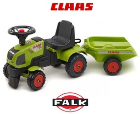 Falk traktorek do odpychania, chodzik, jeździk baby claas axos + przyczepka