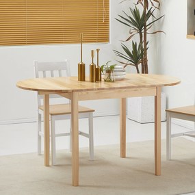 HOMCOM Rozkładany stół jadalniany z drewna sosnowego na 6 osób z opcją opuszczania boków 140 x 70 x 75 cm, Drewno naturalne