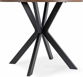 Zestaw Stół Okrągły LAUREN 90 cm Dąb Rustykalny/Czarny i 4 Krzesła PERU Brązowe