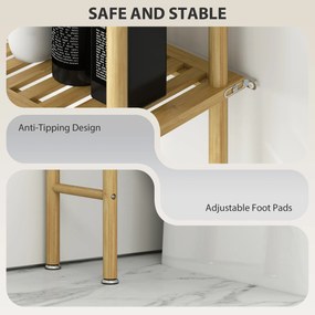 HOMCOM Półka na Toaletę 3 Poziomy, Osadzająca Miejsce, Naturalne Drewno 69 x 25,5 x 181 cm