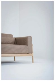Jasnobrązowa sofa z bawolej skóry z konstrukcją z litego drewna dębowego Gazzda Fawn, 240 cm