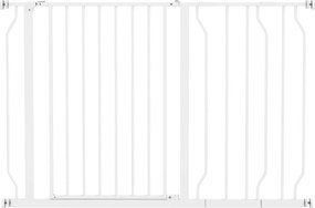 PawHut Bramka Ochronna dla Psów, Montaż na Zacisk, Regulowana Długość, Stal/ABS, 75-115 x 76cm, Biała