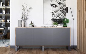 Szeroka komoda w stylu industrialnym Apollo 151 dąb wotan/grafit