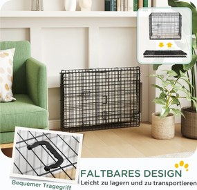 PawHut Składana klatka dla psa z 2 drzwiami, transportowa klatka z wysuwaną tacą i poduszką 75 x 48,5 x 53 cm Czarny | Aosom PL
