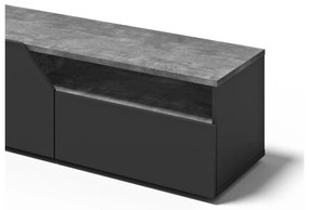 Czarna szafka pod TV w dekorze betonu 180x38 cm Verone – TemaHome