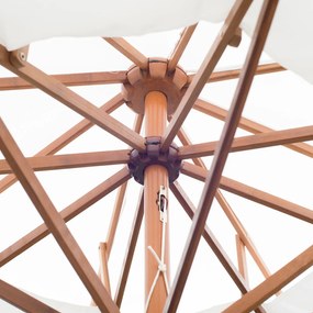 Outsunny Parasol ogrodowy z podwójnym dachem Drewniany kremowo-biały 2,7m Elegancka ochrona przeciwsłoneczna | Aosom PL